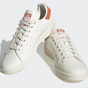 adidas Stan Smith Leather Trainer Shoes Off White / Preloved Red Womens 6.5